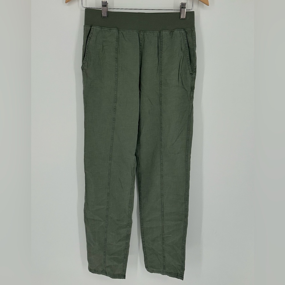 NWOT Faherty Arlie Day Linen Blend Pants Green Pull On Comfortable $139 A7